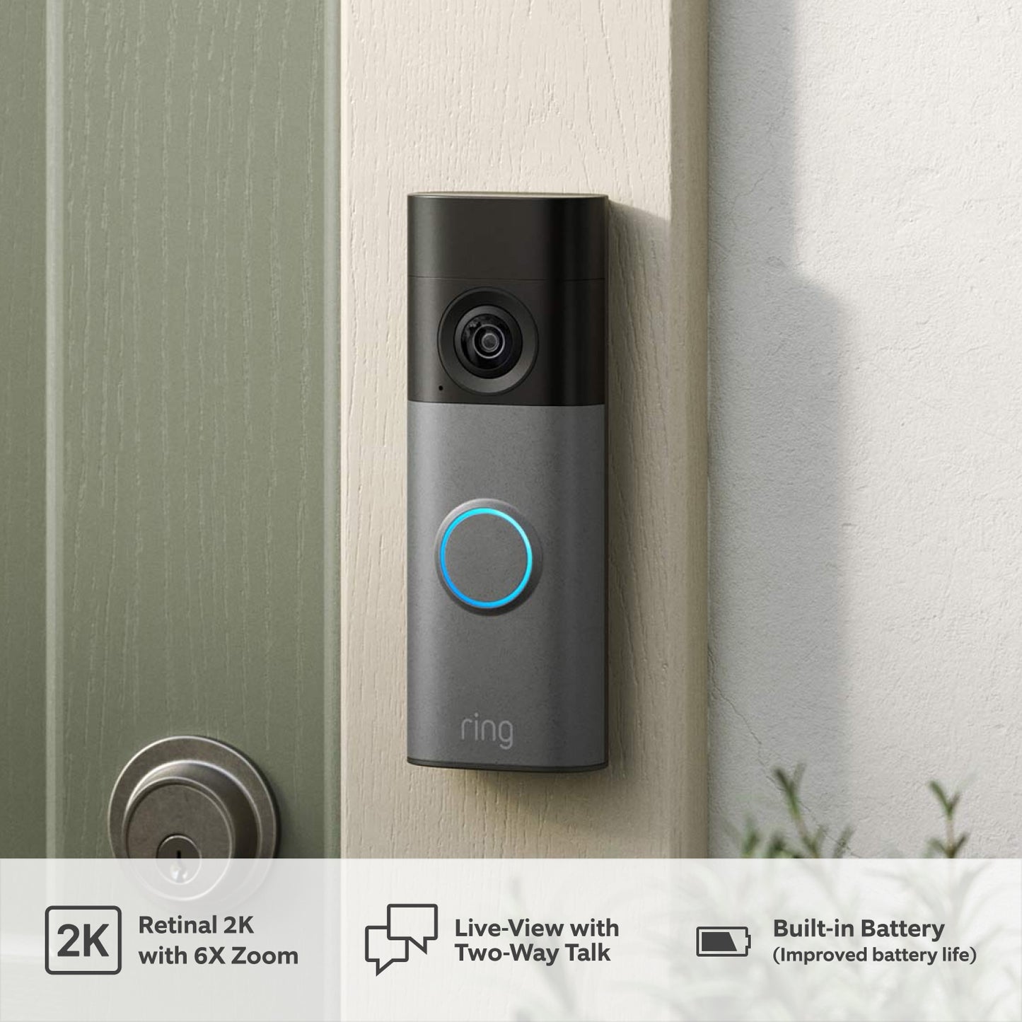 Ring Battery Video Doorbell (2nd Gen) Featuring Retinal 2K