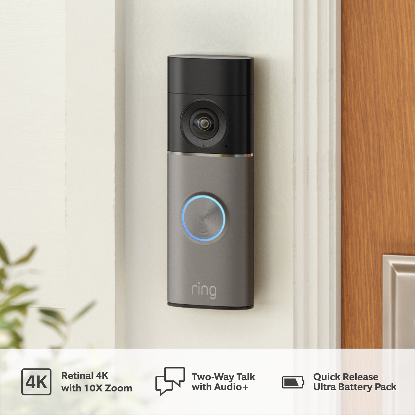 Ring Battery Video Doorbell Pro (2nd Gen) featuring retinal 4K
