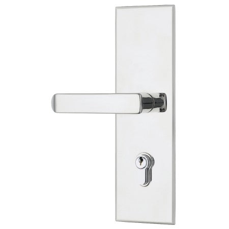Trilock Eclipse Allure Double Cylinder Entrance Lever Set in Polished Stainless Steel
